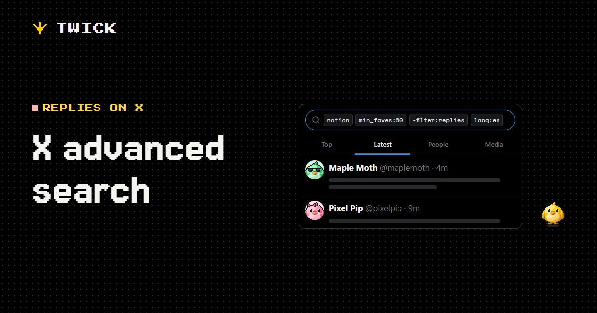 X advanced search. A search on X built from operators: a topic, min_faves:50, -filter:replies and lang:en, with the Latest tab open.